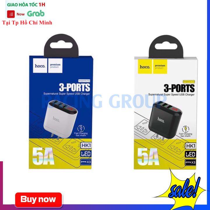 Củ Sạc Nhanh Hoco HK1 Có 3 Cổng USB 5A Có Led Hiển Thị - Bảo Hành 12 Tháng