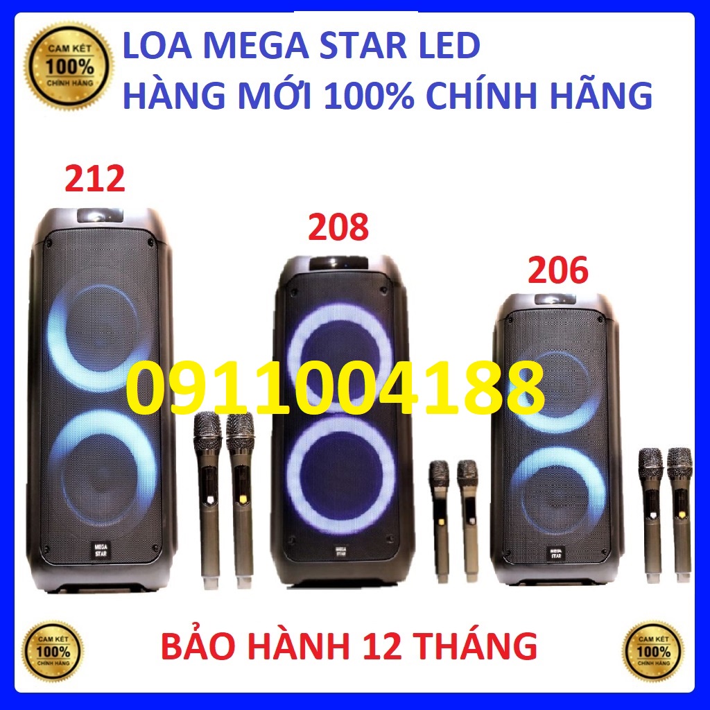 Loa Kéo Karaoke MEGA STAR 212 tích hợp đèn led thumbnail