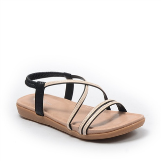 GIÀY BQ - Xăng đan nữ hai quai mảnh ngang phối hai quai chéo X màu đen, SD 24K06 Đổi trả trong 30 ngày