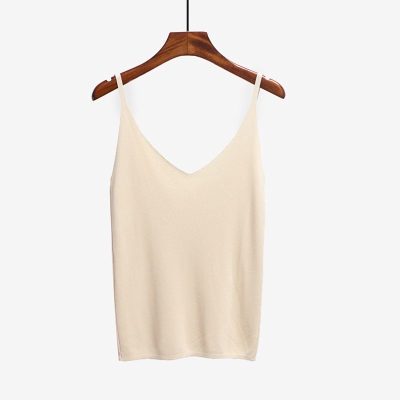 Áo Tank Top Dệt Kim Sát Nách Thiết Kế Cổ Chữ V Khoét Sâu Quyến Rũ