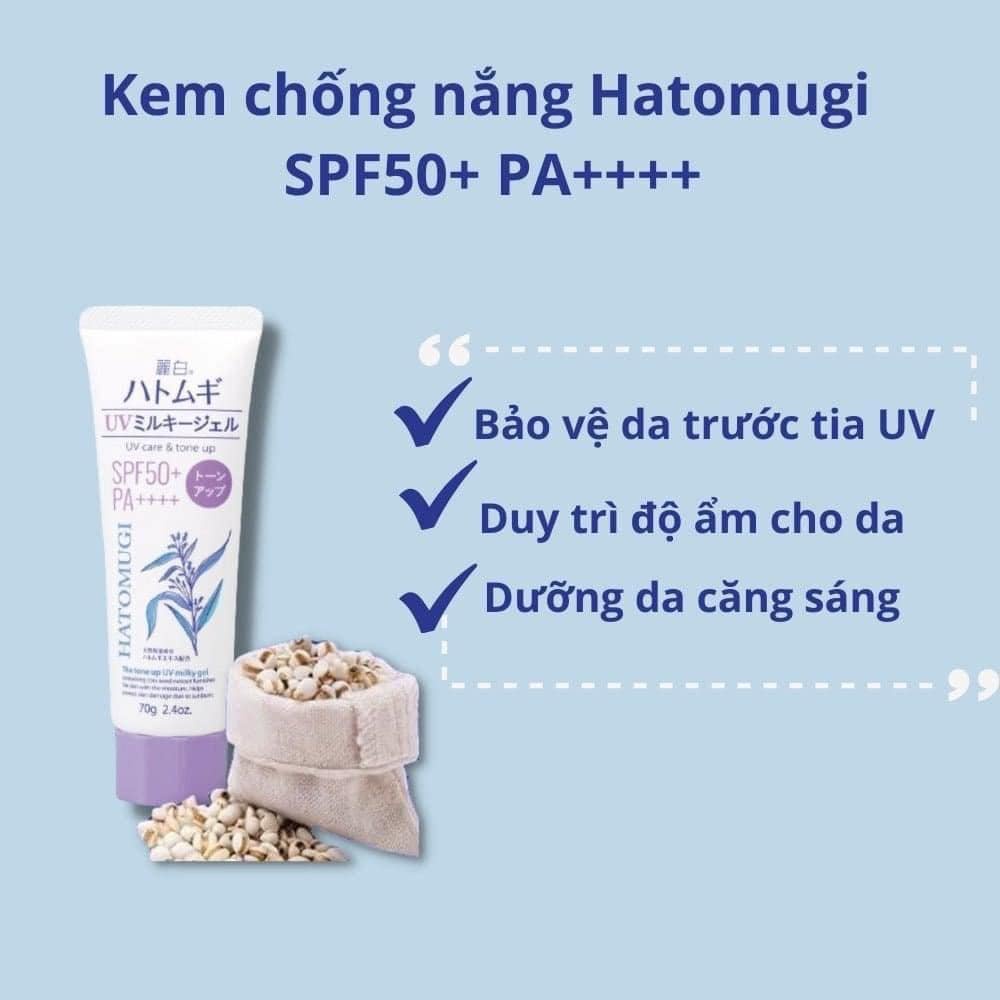 Gel Chống Nắng Cấp Ẩm, Nâng Tông Chiết Xuất Ý Dĩ Hatomugi UV Care &amp; Tone Up SPF50+ PA++++ 70Gr
