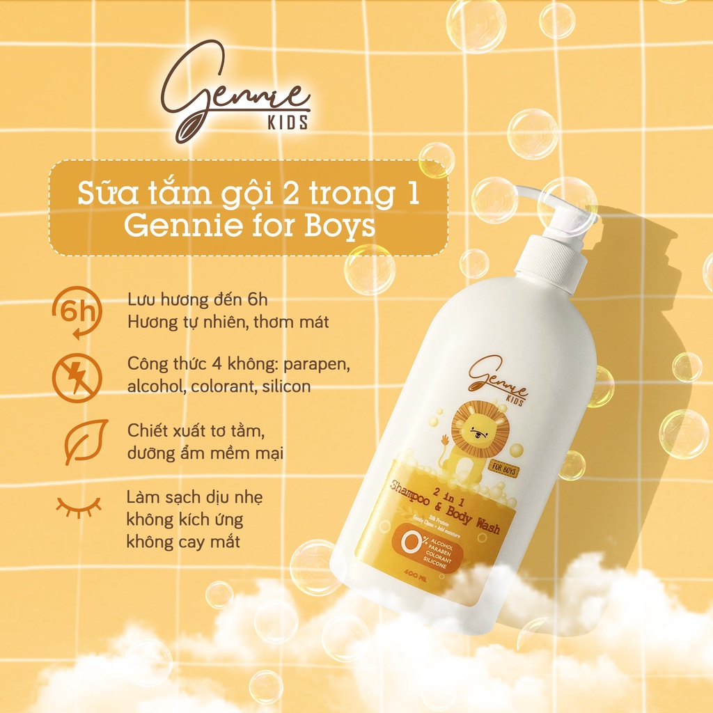 Sữa tắm gội 2 trong 1 Gennie Boy 400ml