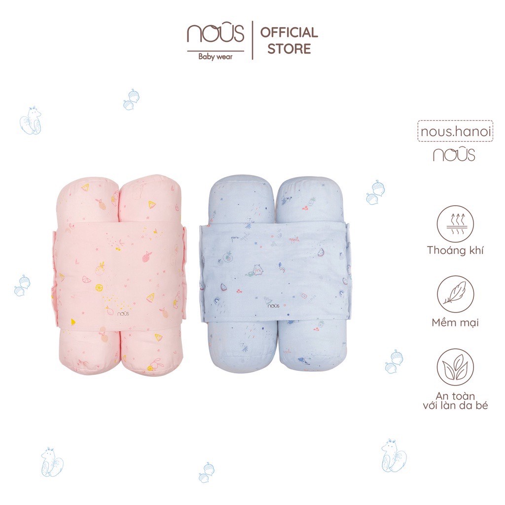 Gối Chặn Nous Cho Bé Sơ Sinh Ngủ Ngon Sâu Giấc - 2 Màu Xanh - Hồng