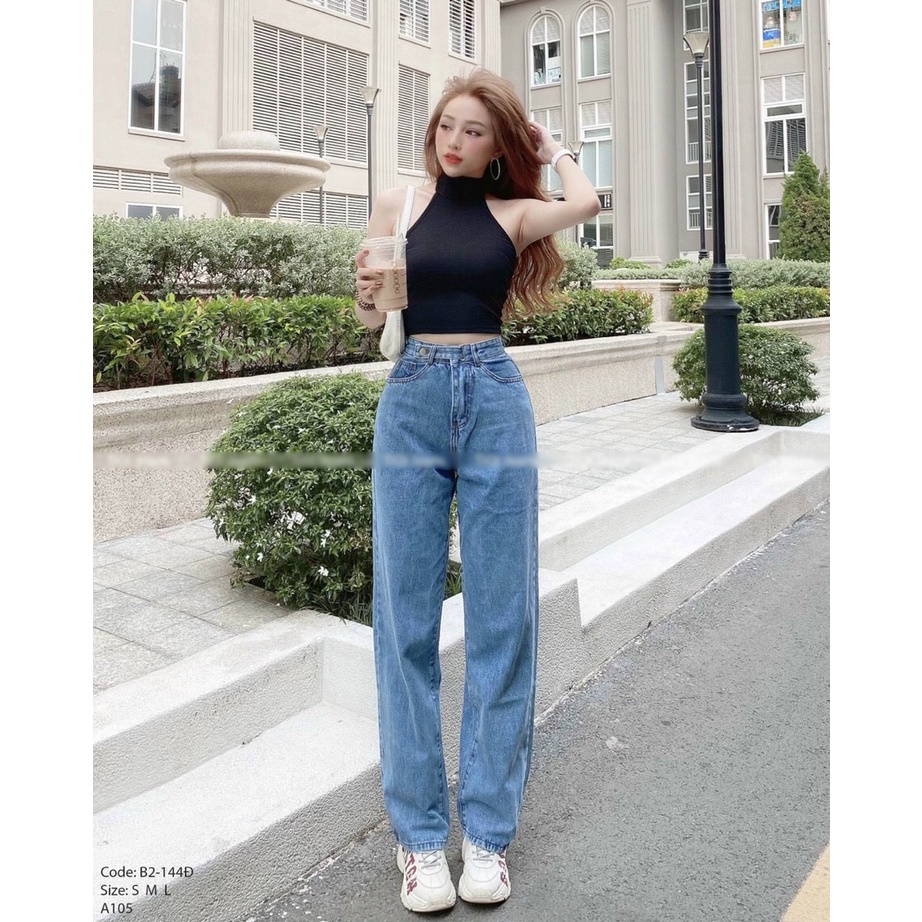 Quần Jeans Baggy Lưng Cao Ống Suông, Quần Jeans Baggy Nữ Ống Rộng, Quần Jeans Baggy Nữ Cạp Cao Ống Rộng