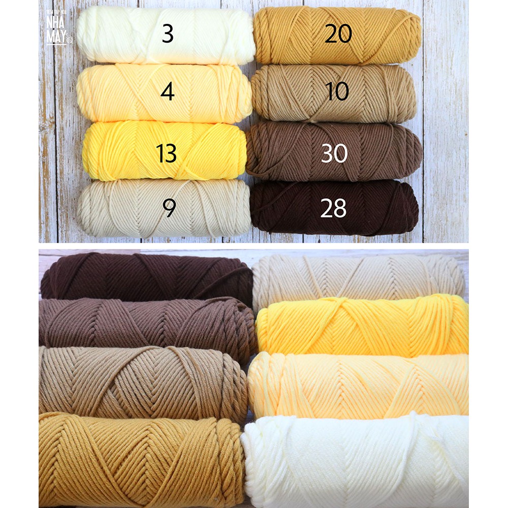 Len cuộn milk cotton 100gram sợi 3mm loại 2 (bảng màu 2/3)