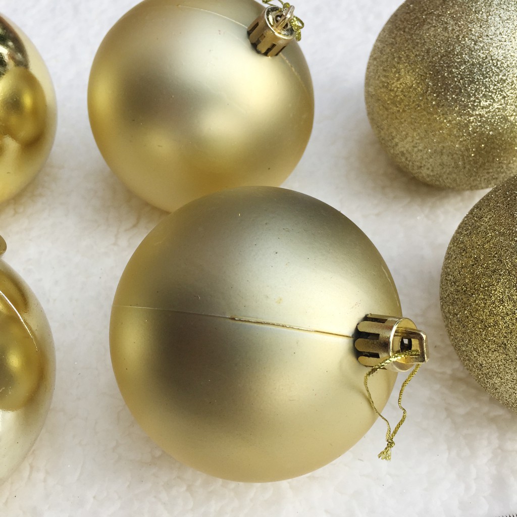 Hộp 6 quả châu 6cm treo cây thông trang trí Noel , trang trí vòng nguyệt quế giáng sinh  (màu vàng)