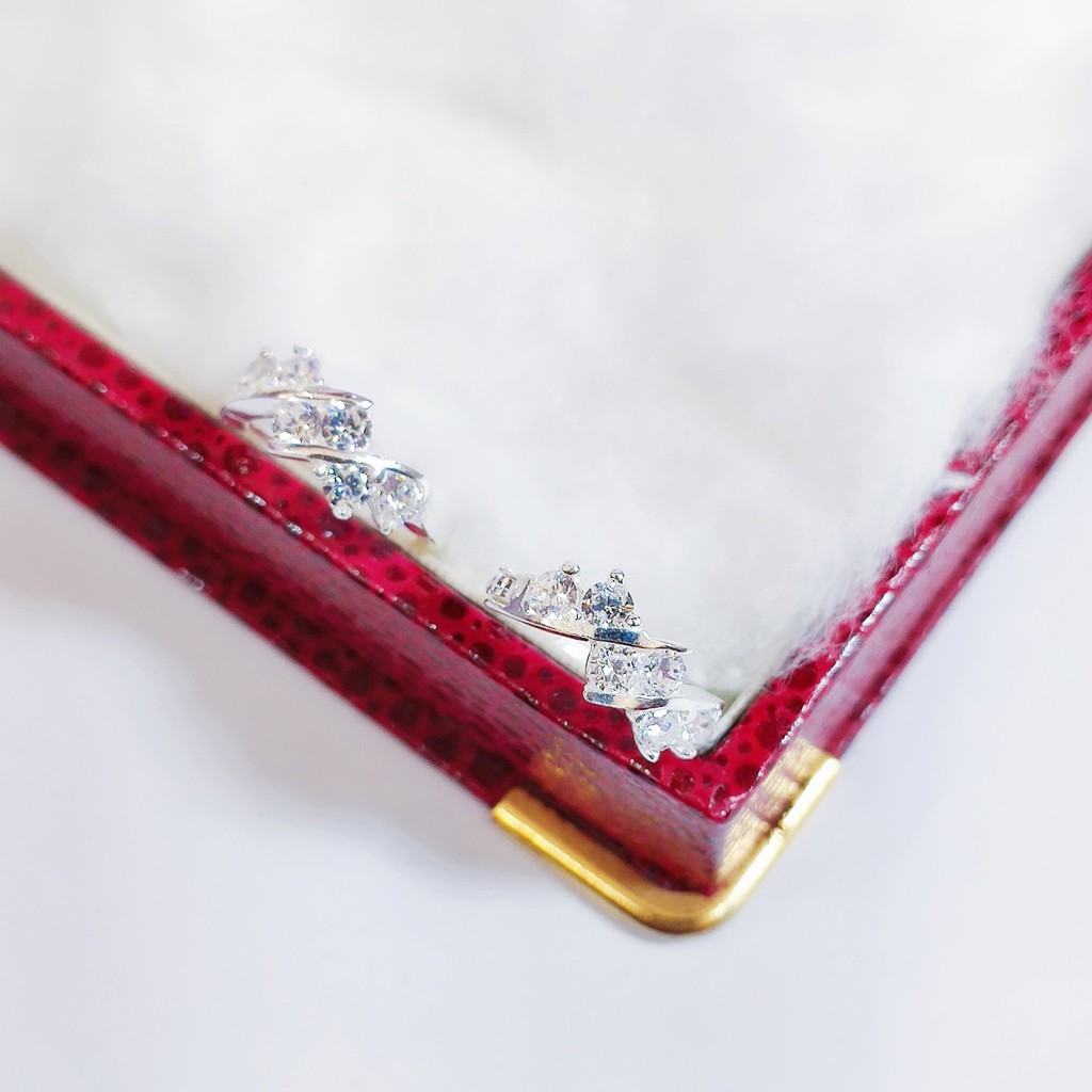 Bông tai bạc Bông tai tròn Van Jewelry V10381 đính đá trắng sáng bóng đường kính 15mm dày dặn