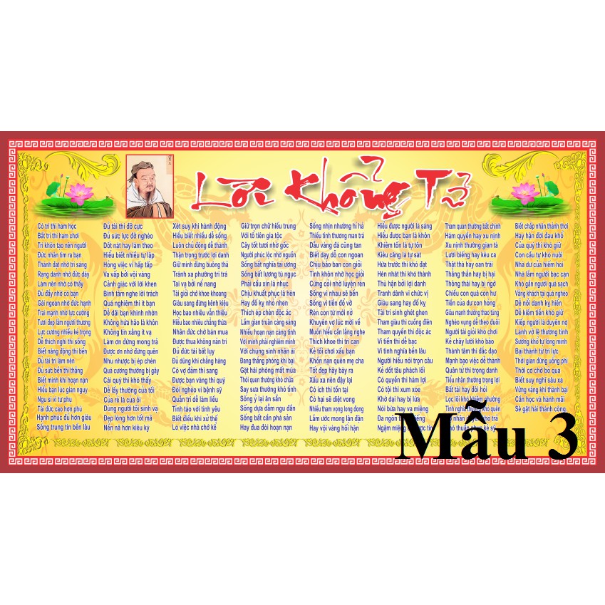 [Freeship] Tranh dán tường lời dạy Khổng Tử Khổ A1 (84x59cm) 7 MẪU