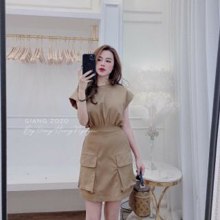 bán sỉ/lẻ váy nâu liền thân túi hộp cho nữ
