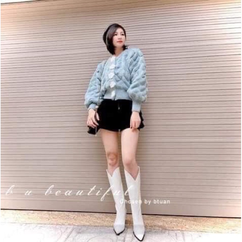 Áo len khuy hoa tay siêu bồng QCL1