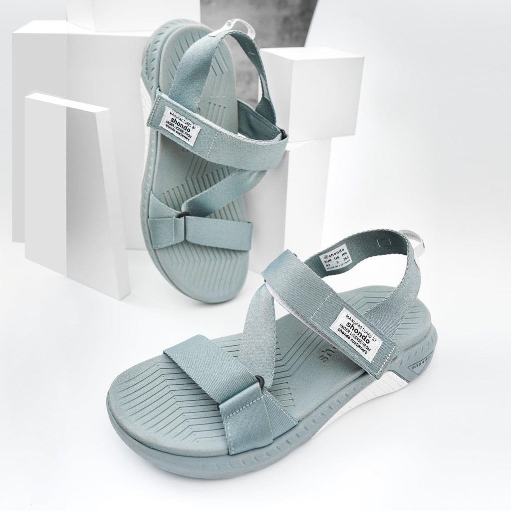 Giày Sandals SHONDO F7 Racing đế xám phối trắng quai xám F7R2121