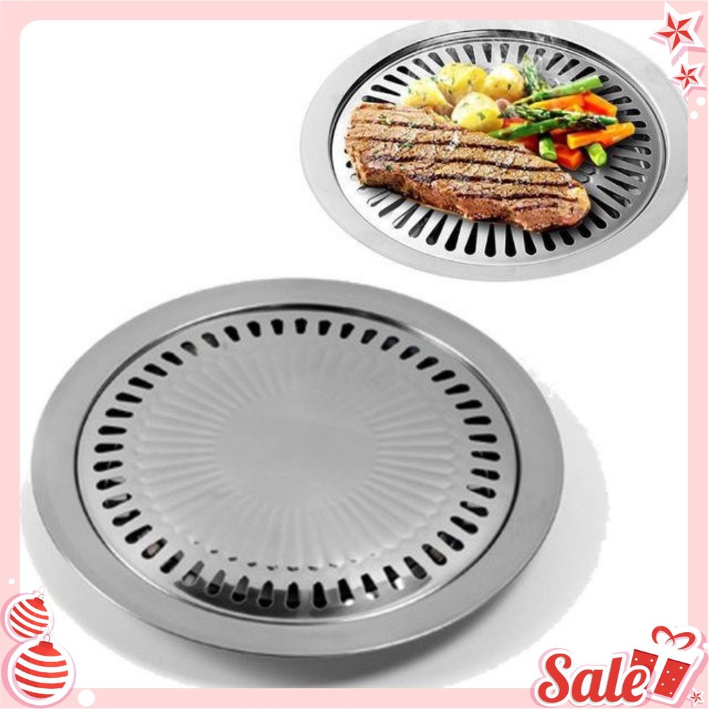 Vỉ nướng tròn 2 nắp- Nấu được bếp từ, bếp hồng ngoại - Khay nướng thịt
