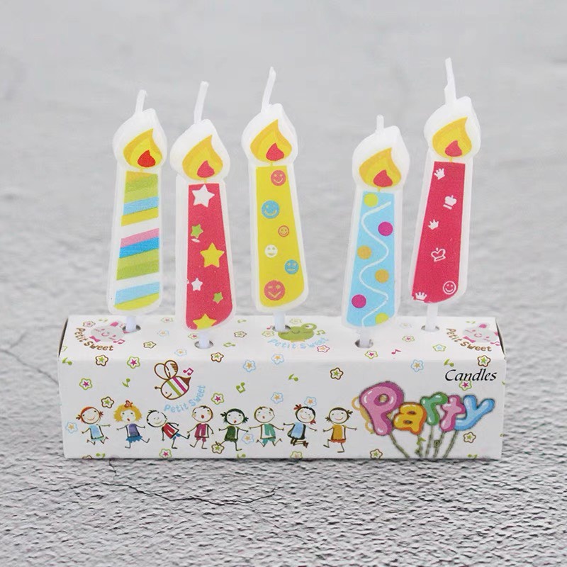 Vỉ nến 5 cây kute trang trí bánh kem