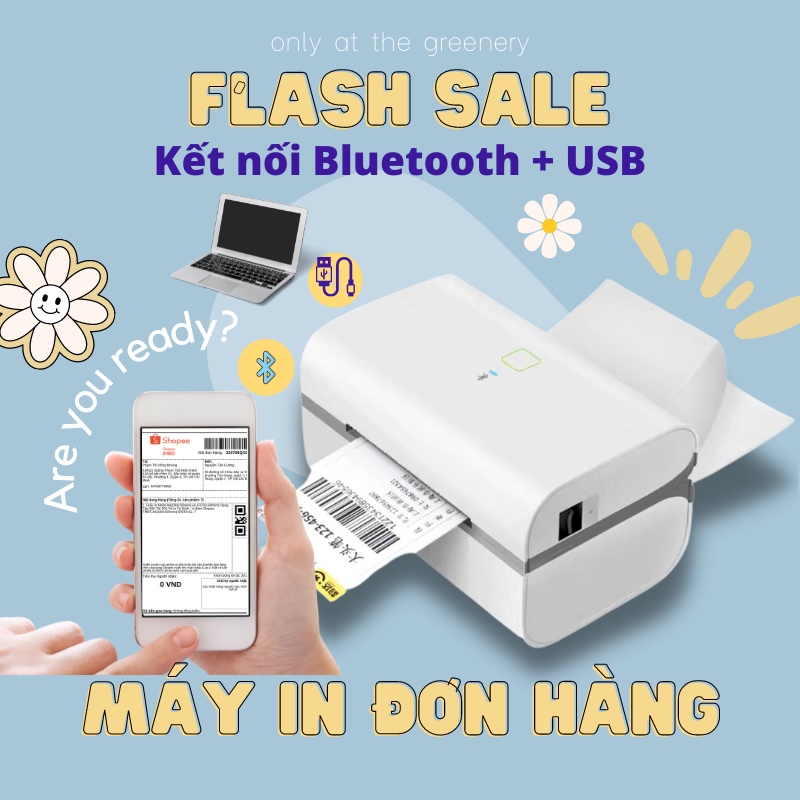 Máy in nhiệt TG-96BT  kết nối Bluetooth In Đơn Hàng bằng Điện Thoại, sàn TMĐT, Tem, Mã Vạch,