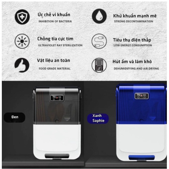 Hộp Sấy Đũa Thìa Khử Khuẩn Tia UV Dán Tường Công Nghệ Sát Trùng Hoàn Hảo