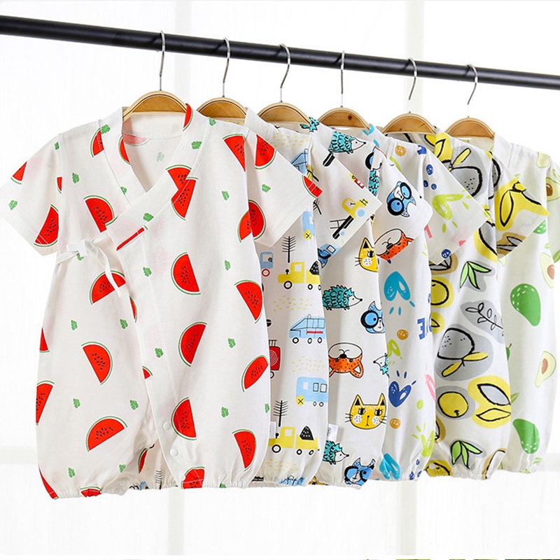 Áo liền quần tay ngắn vải cotton mềm mại thời trang mùa hè cho bé sơ sinh