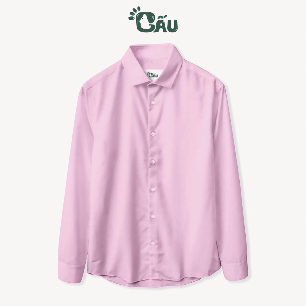 Áo sơ mi nam GẤU 194 cổ thuyền tay dài vải lụa coton mềm, thoáng mát, ít nhăn - form regular fit - Trơn Cổ Bẻ 03