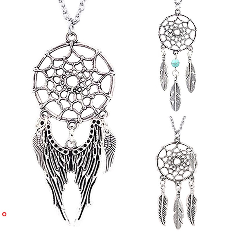 Vòng cổ mặt Dreamcatcher đính lông vũ