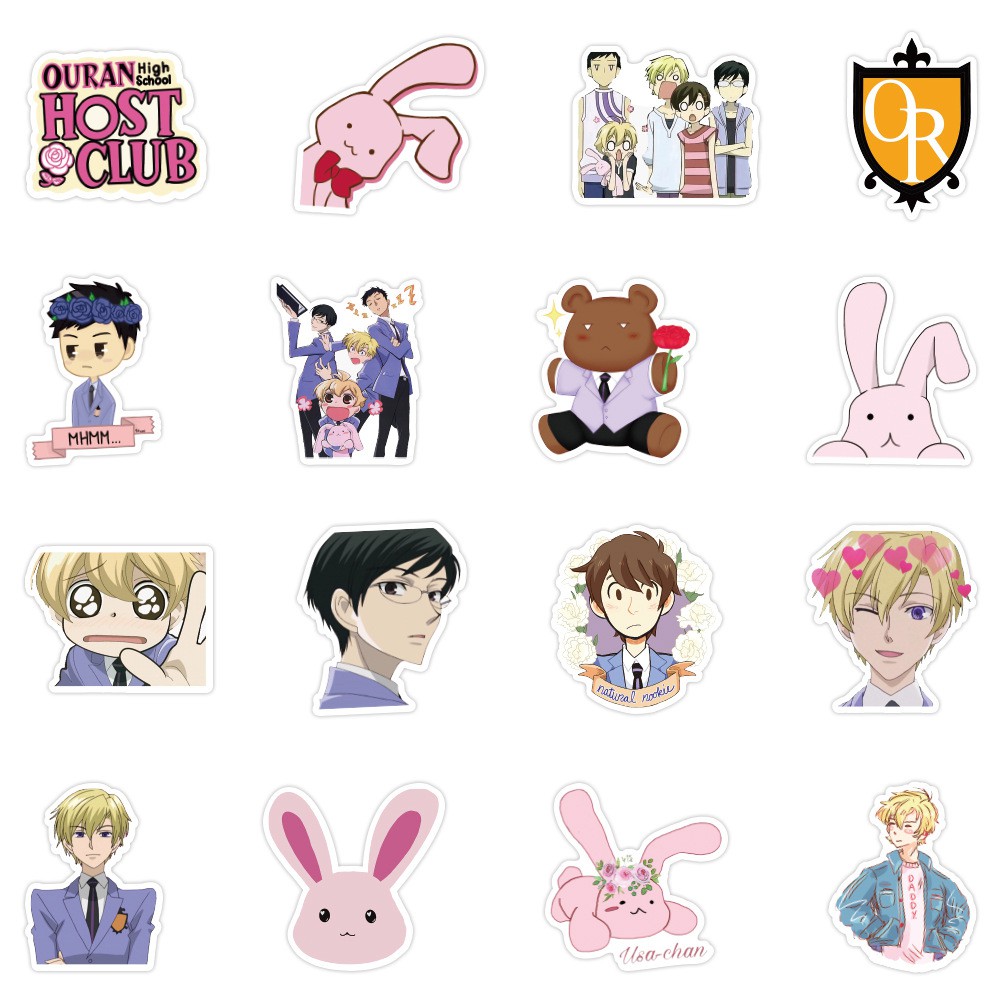 Set 50 miếng sticker dán trang trí chống thấm hình anime Ouran High School Host Club