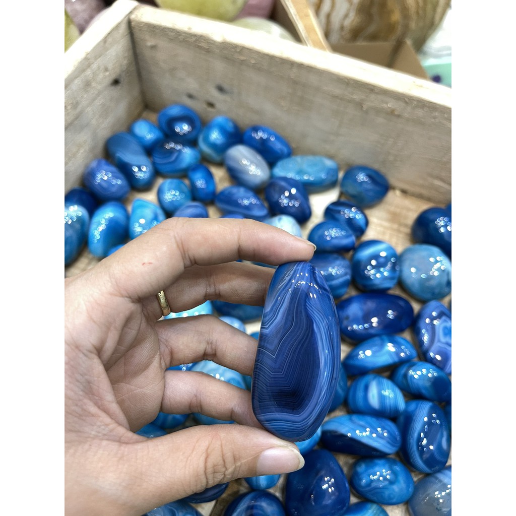 Blue Agate Palm  - Ma nao xanh dương - Đá thanh tẩy - Sưu tầm | BigBuy360 - bigbuy360.vn