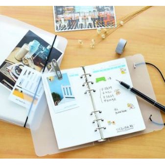 Bìa sổ còng cứng A5, giấy refill A5 45 tờ 6 lỗ làm sổ bullet journal