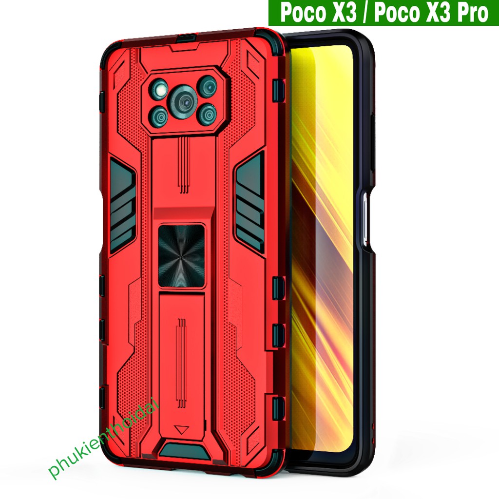 Ốp lưng Poco X3 / Poco X3 Pro Iron Man Ver 3 chống sốc giá đỡ thời trang cao cấp