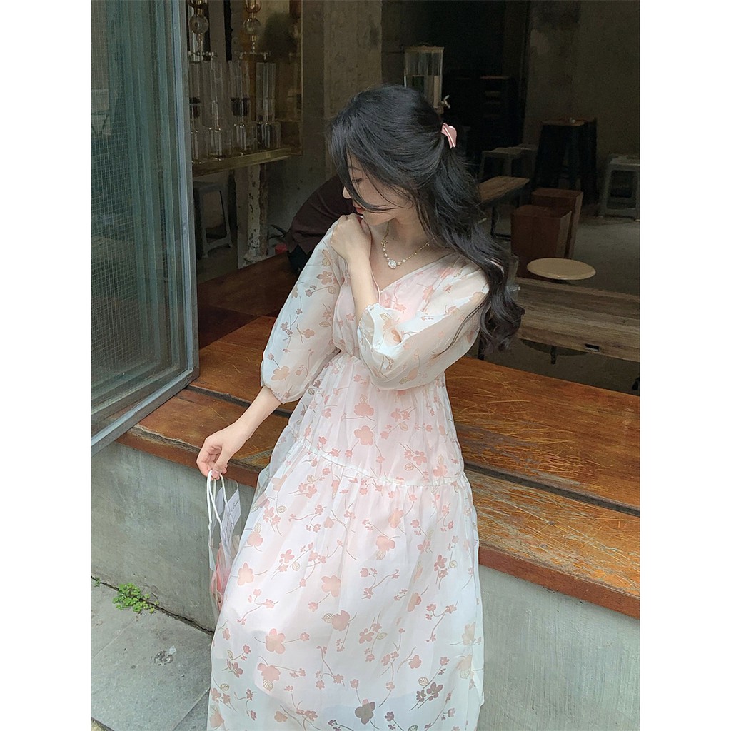 (R360) đầm ulzzang hoạ tiết hoa hồng kiểu Pháp | BigBuy360 - bigbuy360.vn