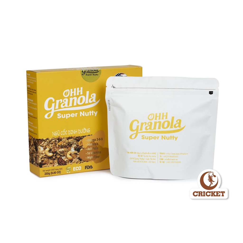 [ Xã Kho ] Ngũ cốc trái cây Ohh Granola Super Nutty Hộp 250g - Ngũ cốc dinh dưỡng cao cấp, hỗ trợ ăn kiêng.