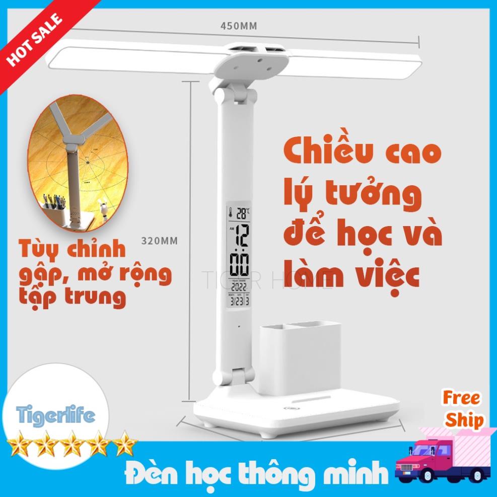 Đèn học tích điện, Đèn bàn học chống cận, tích hợp màn hình LCD -  Pin 3200Mh bảo vệ thị lực an toàn cho mắt