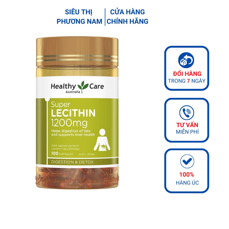 Mầm đậu nành Healthy care Lecithin 100 viên mẫu mới