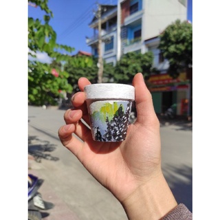 Chậu đất nung 7*7 vẽ tay ❄️❄️❄️