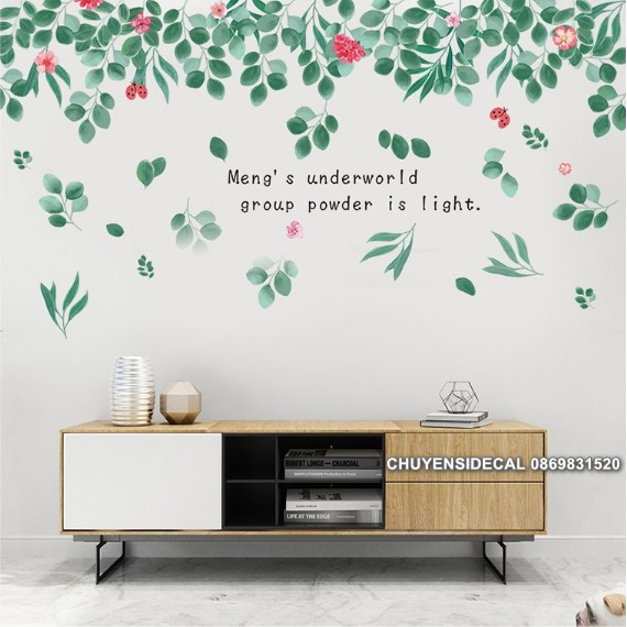 Decal dán tường - Lá Trần nhà hoạt tiết nhạt