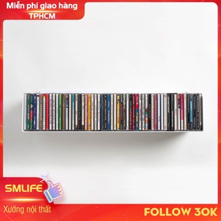 Kệ đĩa CD SMLIFE chữ U 60 - Kệ treo tường bằng thép dày 1,6mm, sơn tĩnh điện màu Trắng/ Đen hiện đại