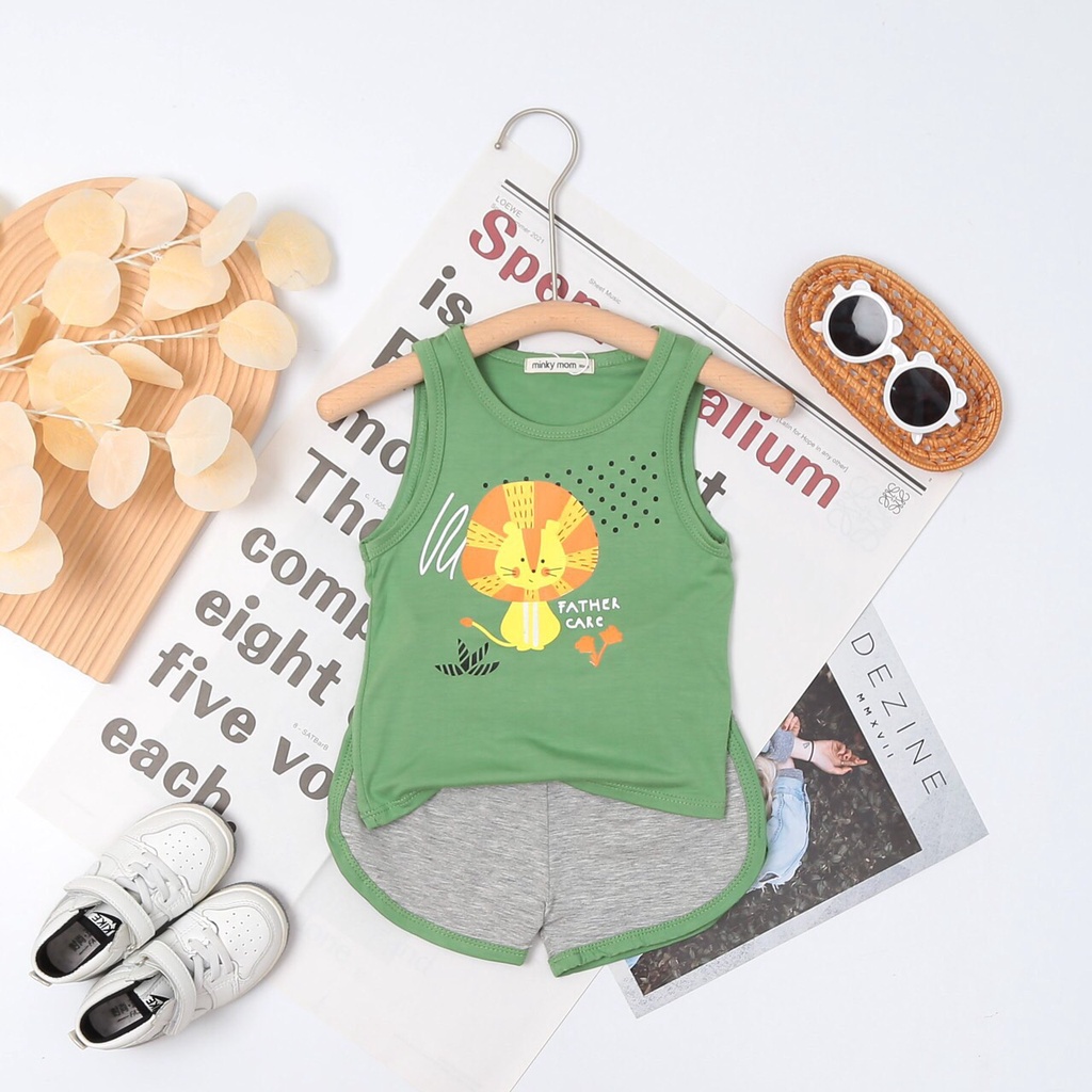 Bộ Ba Lỗ Sát Nách Mùa Hè Cho Bé Trai 1-3 tuổi, Họa Tiết  Xe Ô tô, Động Vật, Chất Thun lạnh mịn mát T009_Umeekids