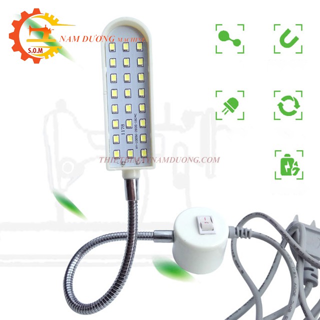Đèn led máy may nam châm 20 bóng juki sáng trắng - Đèn LED 30 bóng siêu sáng có nam châm- Đèn led máy may