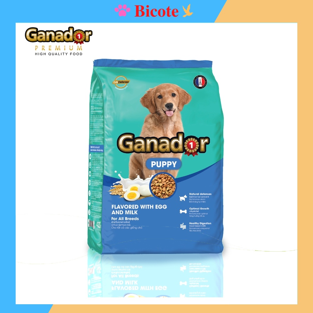 Thức ăn hạt khô cho chó con Ganador vị trứng sữa gói 400gram