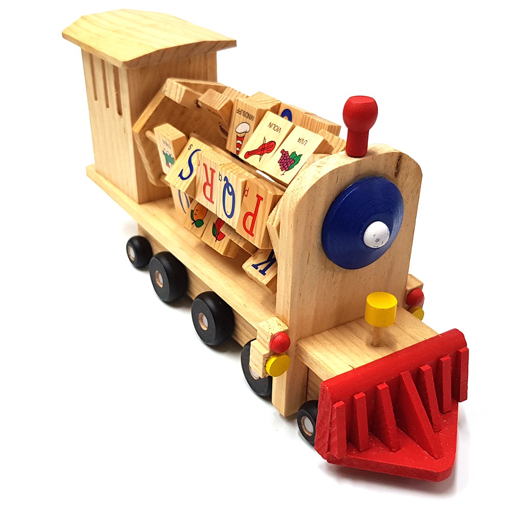 Đồ chơi thông minh mô hình xe lửa học chữ cái và tiếng anh bằng gỗ đẹp cho bé