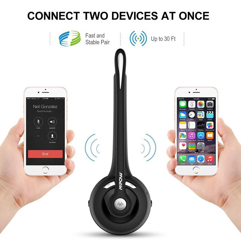 Mpow BH453 Pro Trucker Bluetooth 5.0 Headset w/ Microphone Wireless Over Ear Headphone