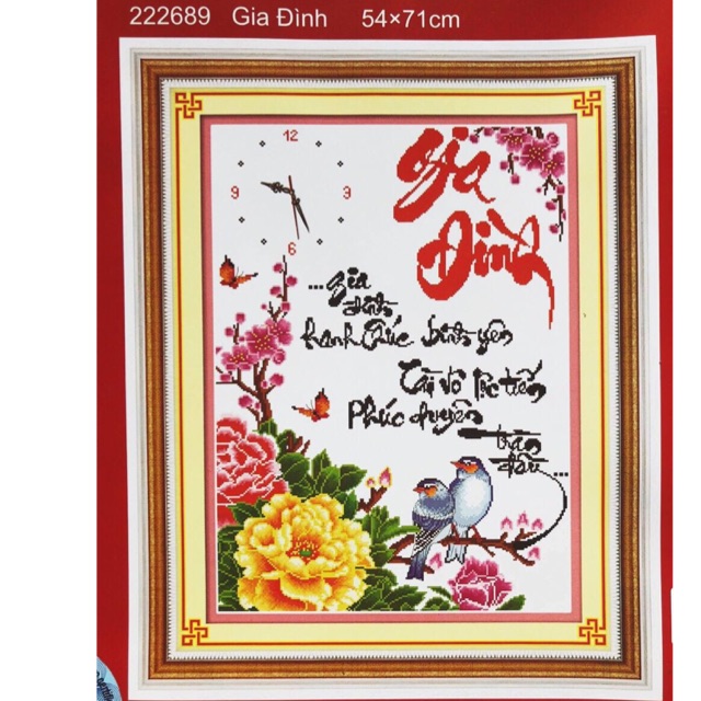 Tranh thêu chữ thập đh Gia Đình 222689 (54x71) chưa thêu