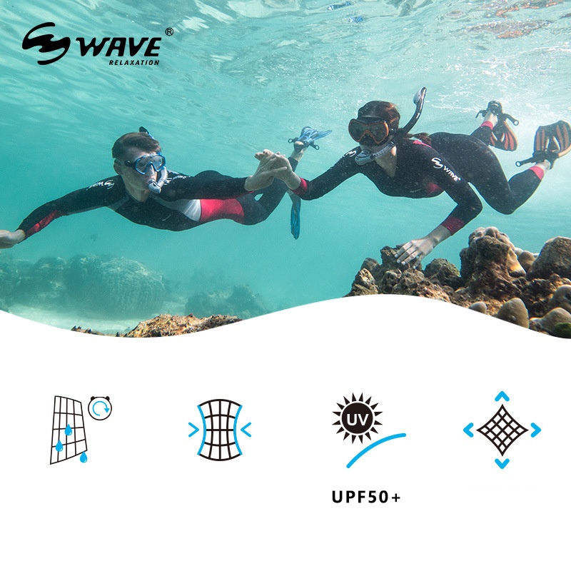 WAVE Bộ Đồ Lặn Chuyên Nghiệp Nhanh Khô Họa Tiết Gợn Sóng Chuyên Nghiệp