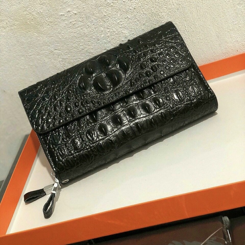 Ví Cầm Tay Da Bò Thật Dập Vân Cá Sấu Clutch Nam Cao Cấp Rẻ Đẹp - A&ESHOP 878998