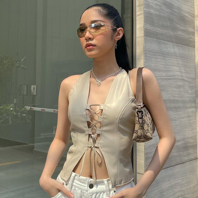 DUNEA Women's Sexy Lace Up Sleeveless Vest | BigBuy360 - bigbuy360.vn