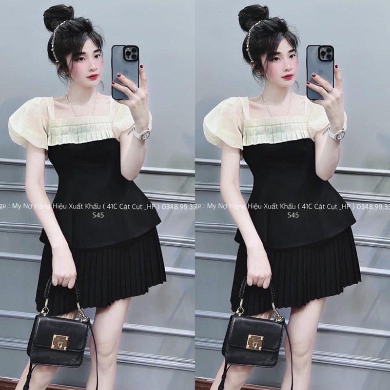 ÁO THIẾT KẾ CỔ VUÔNG TAY BỒNG CHẤT ĐẸP MS18666