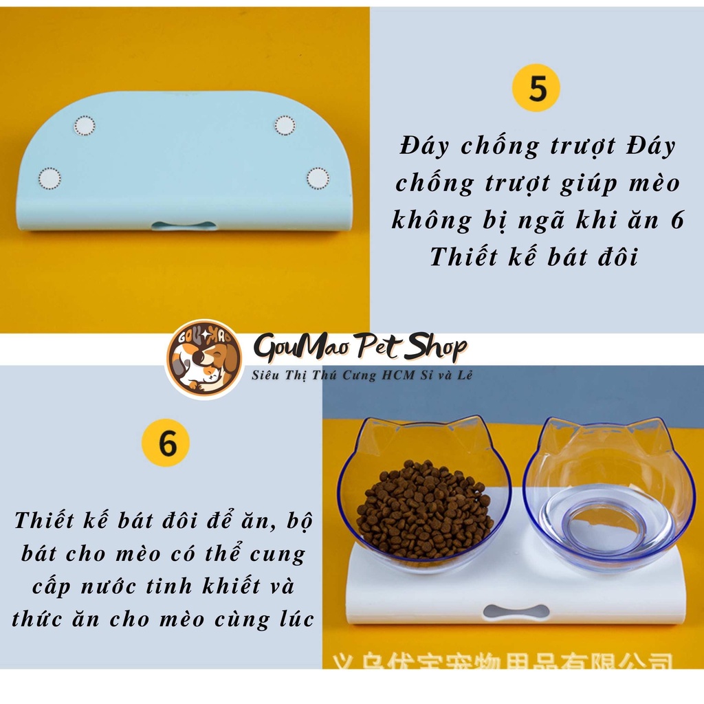 [Ảnh thật] BÁT / TÔ ĂN ĐÔI, 2 CHÉN KIỂU DÁNG MỚI 2022 DÀNH CHO CHÓ MÈO , CHỐNG GÙ LƯNG - GOUMAO PET