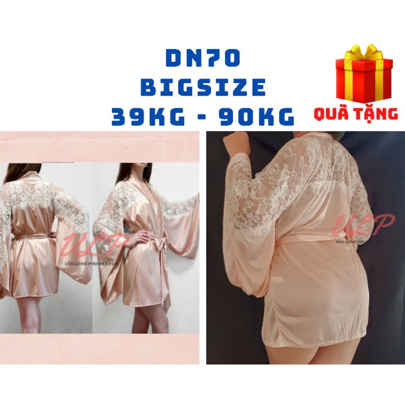 [BIGSIZE_90KG]_DN70_Áo choàng Satin bóng phối ren cổ trang