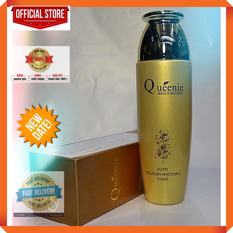 Nước Hoa Hồng Queenie Nutri Collagen Whitening Toner Dưỡng Trắng Da, Bổ Sung Collagen 150Ml Hàn Quốc