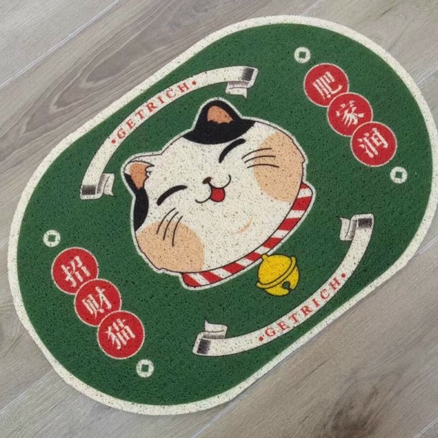 (LOẠI DẦY ĐẸP) Thảm chùi chân chống trơn trượt, siêu thấm hình mèo thần tài MAY MẮN ❤️ 𝗚𝗜𝗔𝗗𝗨𝗡𝗚𝗛𝗔𝗡𝗢𝗜𝟯𝟵 ❤️
