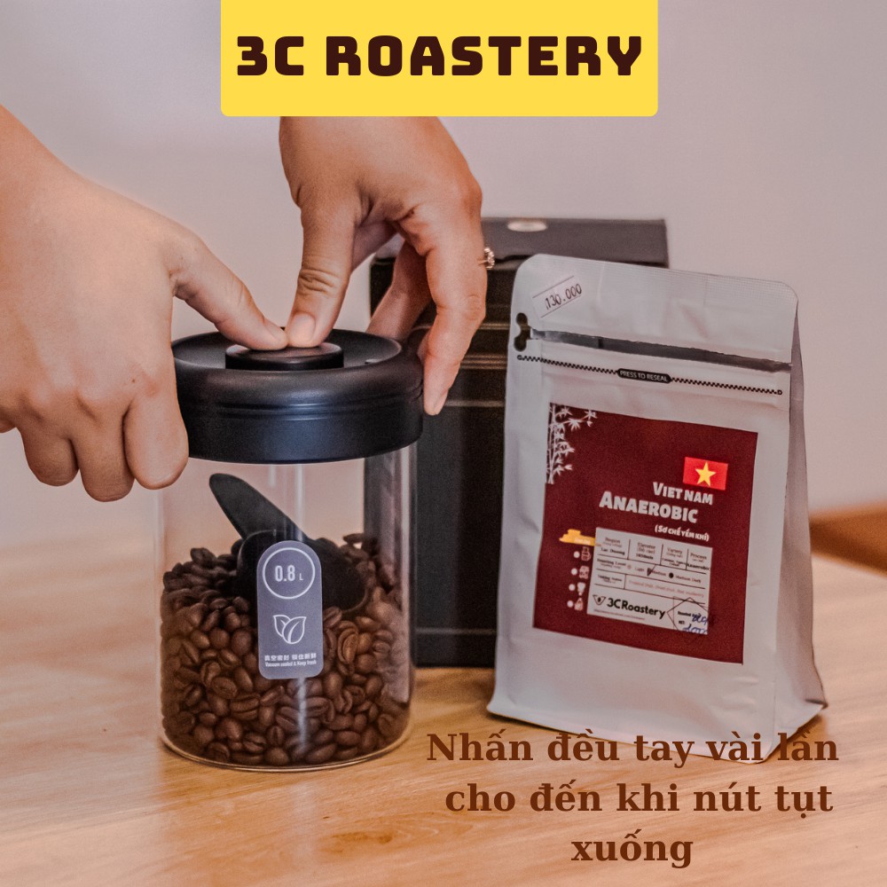 Bình thủy tinh bảo quản cà phê hãng Timemore có van hút chân không dung tích 400ml &amp; 800ml - 3C Roastery