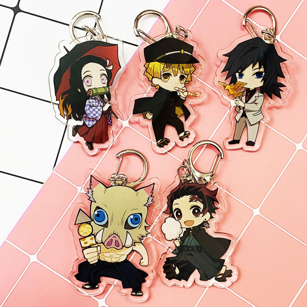 ( Mica trong acrylic ) Móc khóa Kimetsu no Yaiba Thanh gươm diệt quỷ ver edo quà tặng xinh xắn dễ thương anime chibi