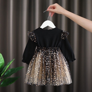 Đầm cotton phối nhung xinh xắn cho bé gái